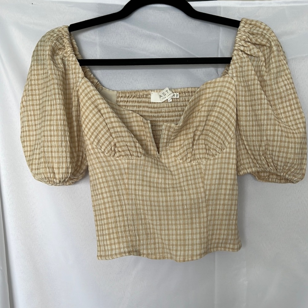 ASTR daydreamer gingham puff sleeve size XS